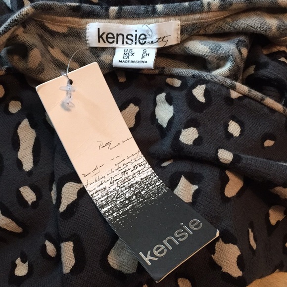 KENSIE Size Small Knit Tank CHEETAH Gray sweater Animal Print Drapeneck $79 NEW - Picture 7 of 8